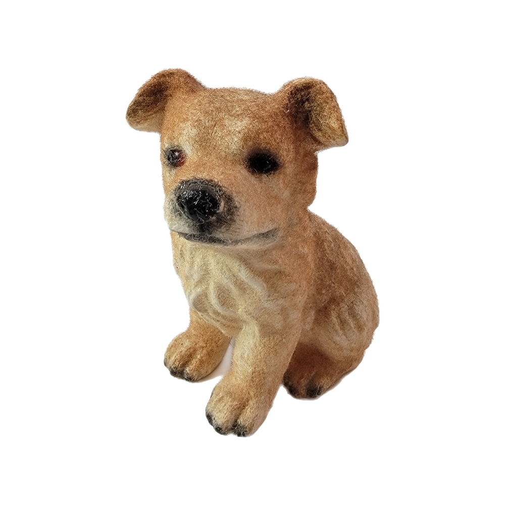 Vintage Flocked Dog Puppy Terrier Sitting Dog Figurine 5.5 inch high